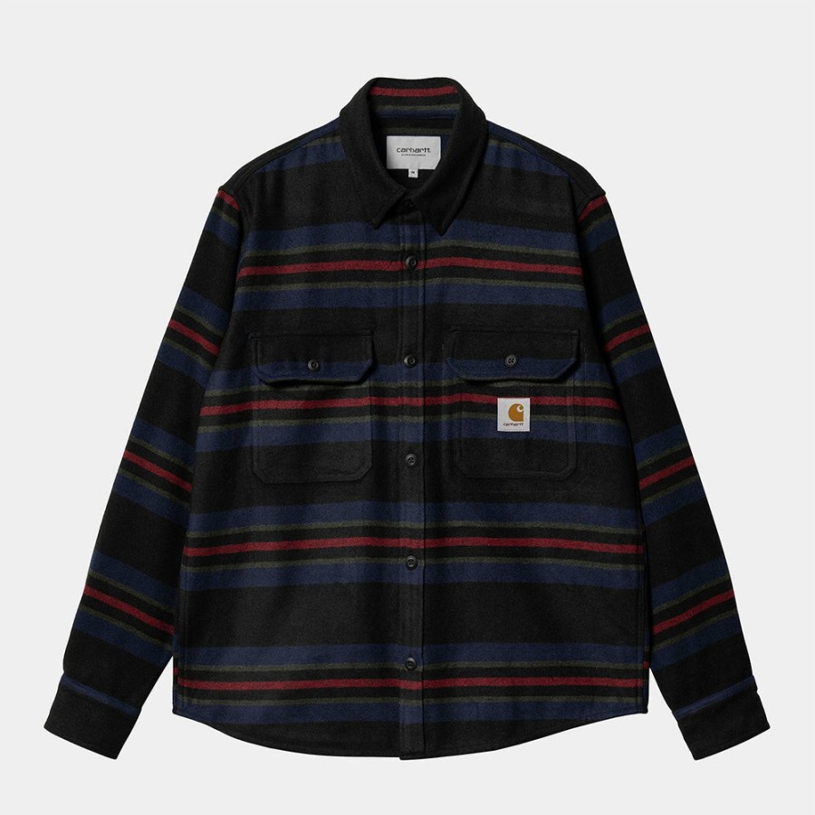 Mode Homme Carhartt WIP Chemises | Carhartt Wip - Surchemise A Rayures Oregon - Noir