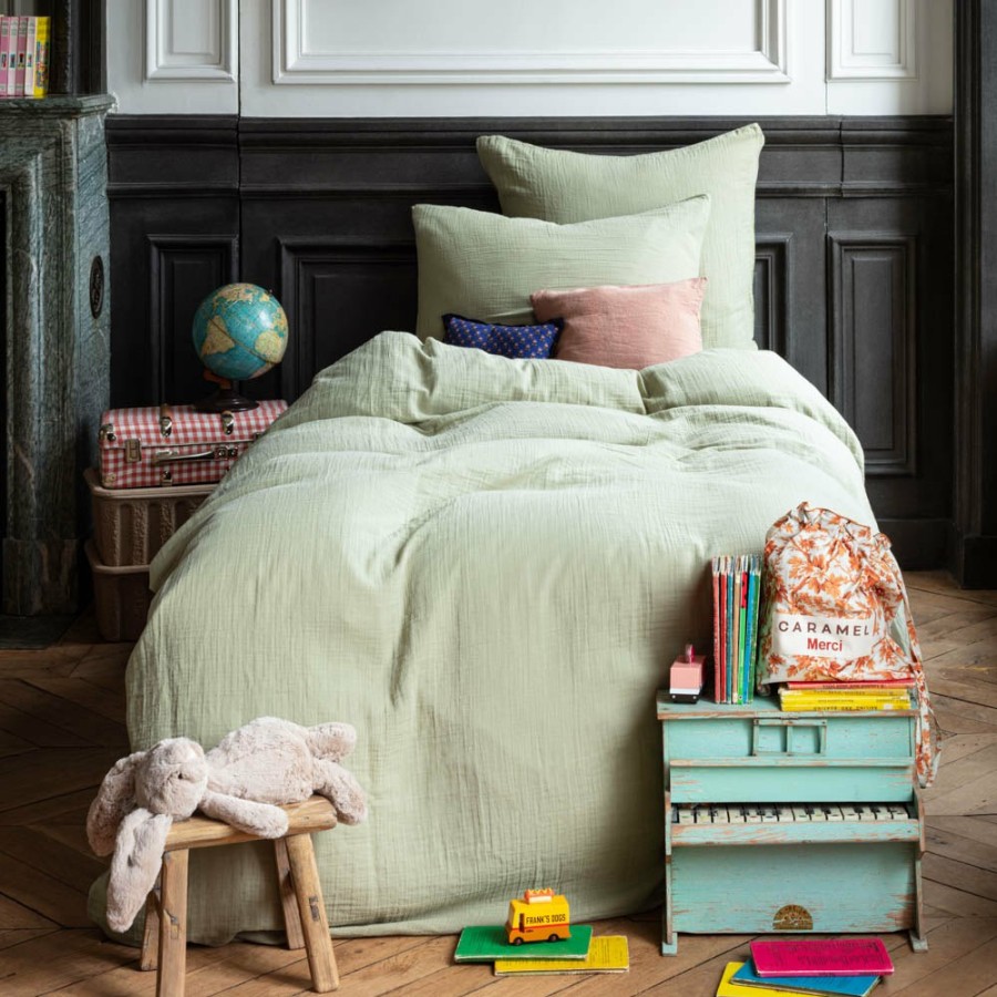 Linge De Maison 2104 GAZEX Housses De Couette | Caramel X Merci - Housse De Couette En Gaze De Coton - Vert 77 Rue De Varenne