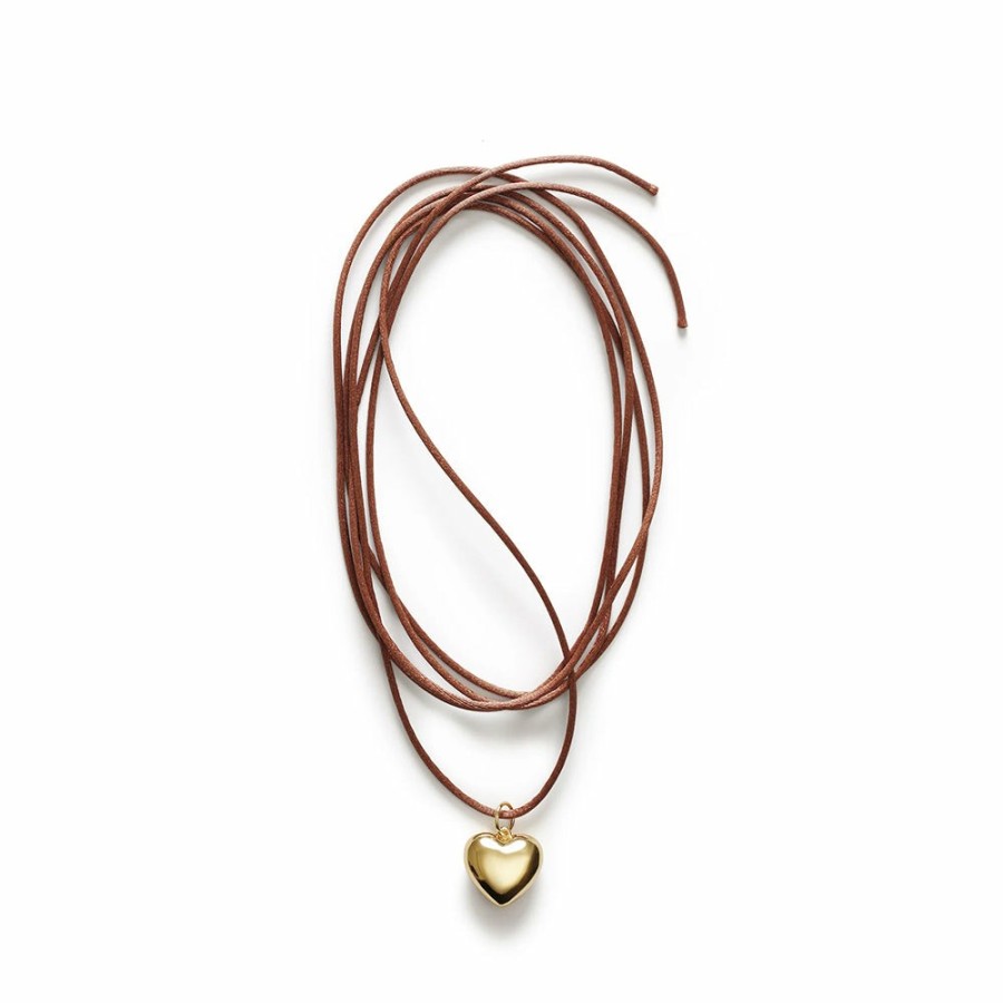 Mode Femme Anni Lu Anni Lu | Anni Lu - Collier Heart On A String - Marron