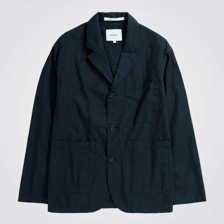 Mode Homme Norse Projects Vestes | Norse Projects - Veste Nilas Typewriter - Bleu Marine