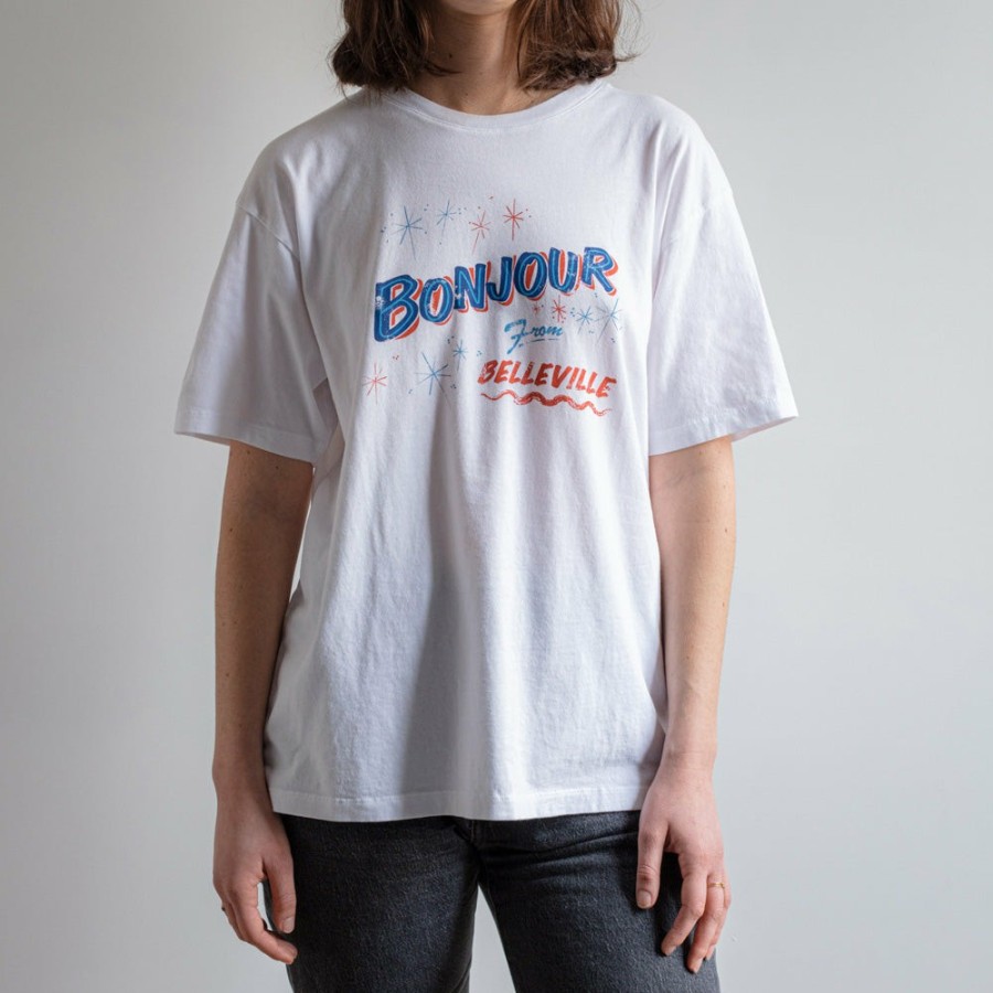 Mode Femme Brewster T-Shirts | Brewster - T-Shirt Bonjour - Blanc