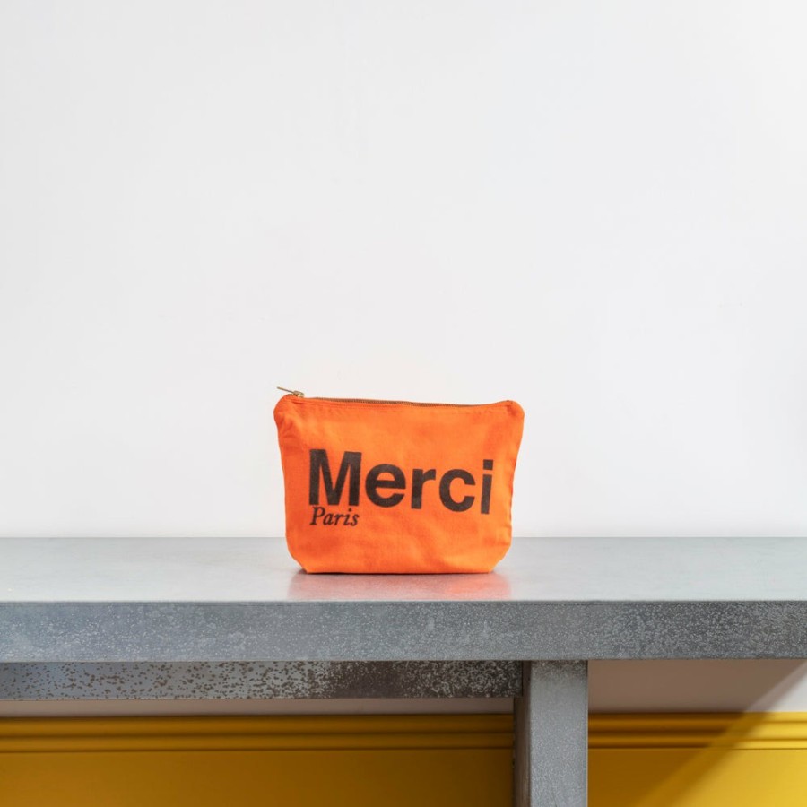 Beaute V01 Trousses De Toilette | Merci - Pochette En Coton - Orange & Marron