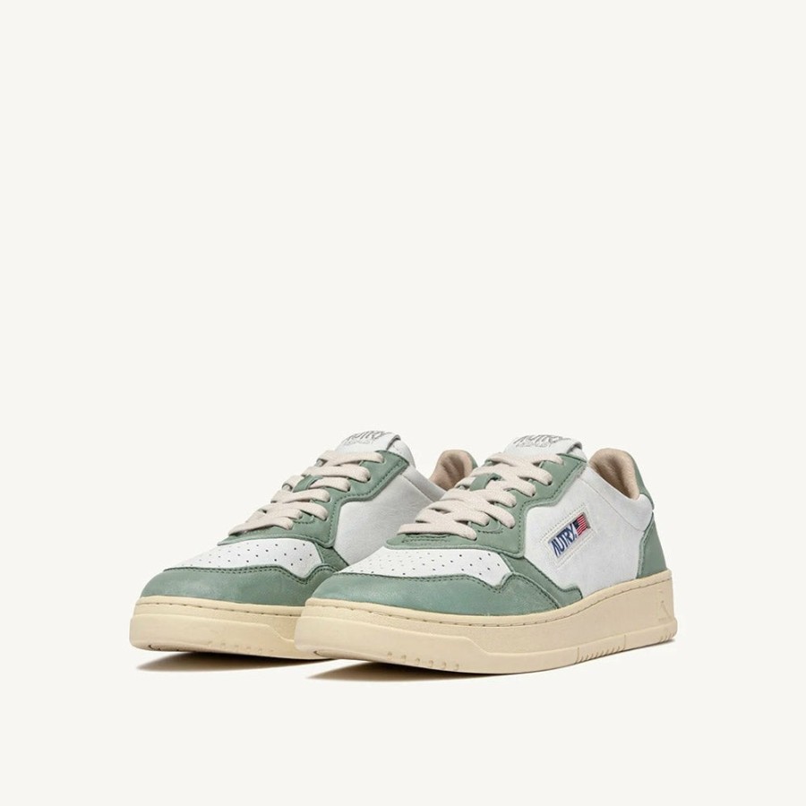 Mode Femme AUTRY Baskets | Autry - Basket Medalist Low Bicolore - Vert Pastel