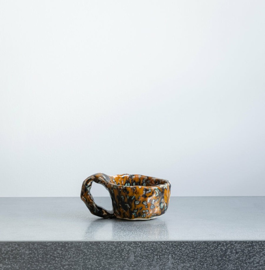 Art De La Table 1393 EMILIE HOLM ATELIER Tasses | Tasse En Ceramique Mouchetee - Jaune & Noir