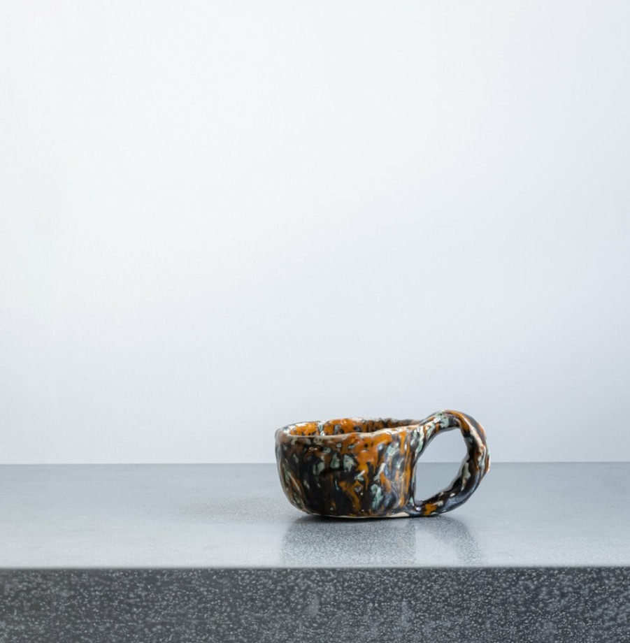 Art De La Table 1393 EMILIE HOLM ATELIER Tasses | Tasse En Ceramique Mouchetee - Jaune & Noir