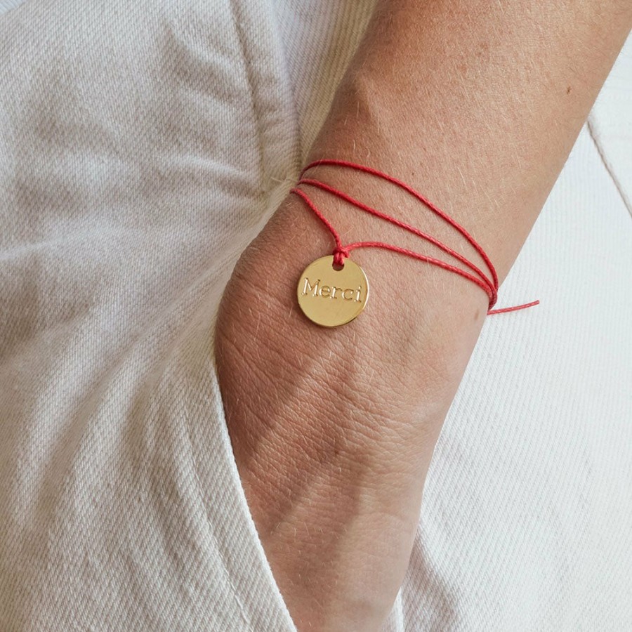 Mode Femme MERCI CAT JEMMAPES Bracelets Merci | Medaille Merci - Rouge