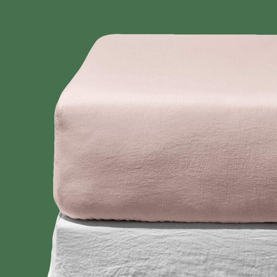 Linge De Maison 200 LINTEX Draps Housse | Drap-Housse En Lin Lave - Beige Rose