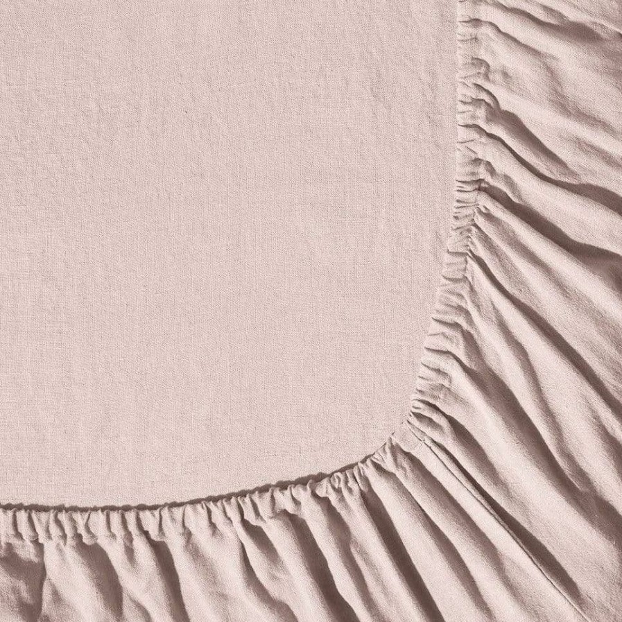 Linge De Maison 200 LINTEX Draps Housse | Drap-Housse En Lin Lave - Beige Rose