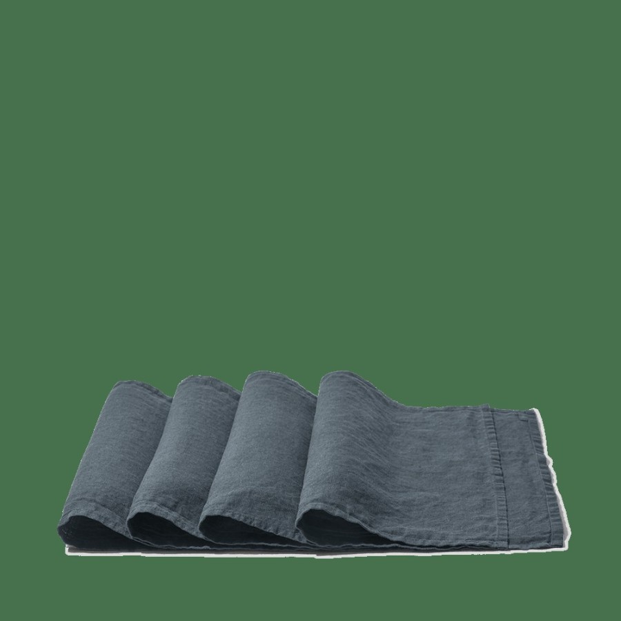 Linge De Maison 200 LINTEX Sets De Table | Set De Table En Lin Lave - Bleu Petrole