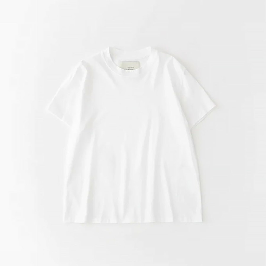 Mode Femme Studio Nicholson T-Shirts | Studio Nicholson - T-Shirt Marine - Blanc