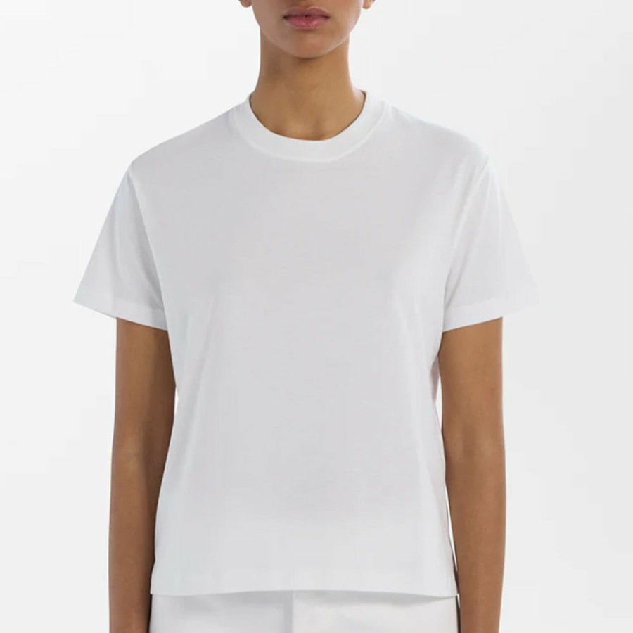 Mode Femme Studio Nicholson T-Shirts | Studio Nicholson - T-Shirt Marine - Blanc