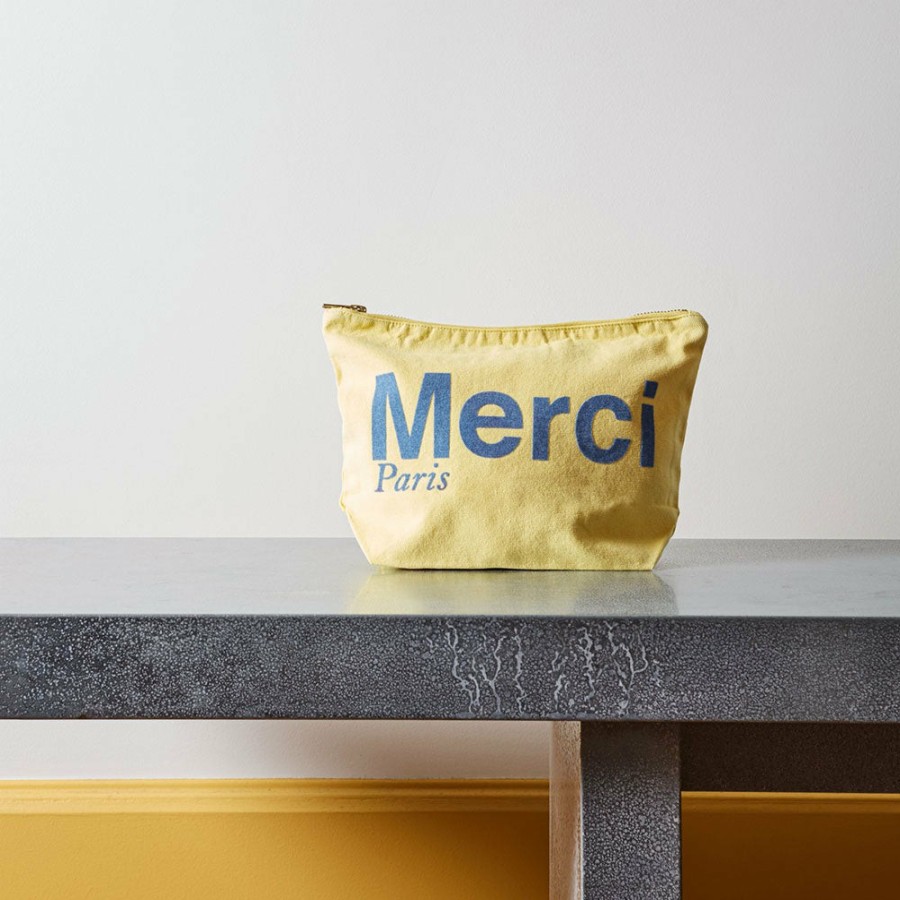 Mode Femme MERCI Pochettes | Merci - Pochette En Coton - Jaune Clair & Bleu