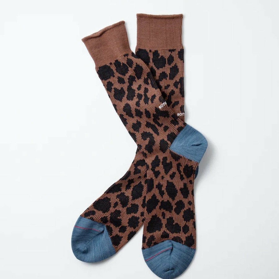 Mode Femme Rototo Chaussettes | Rototo - Chaussettes Leopard - Marron