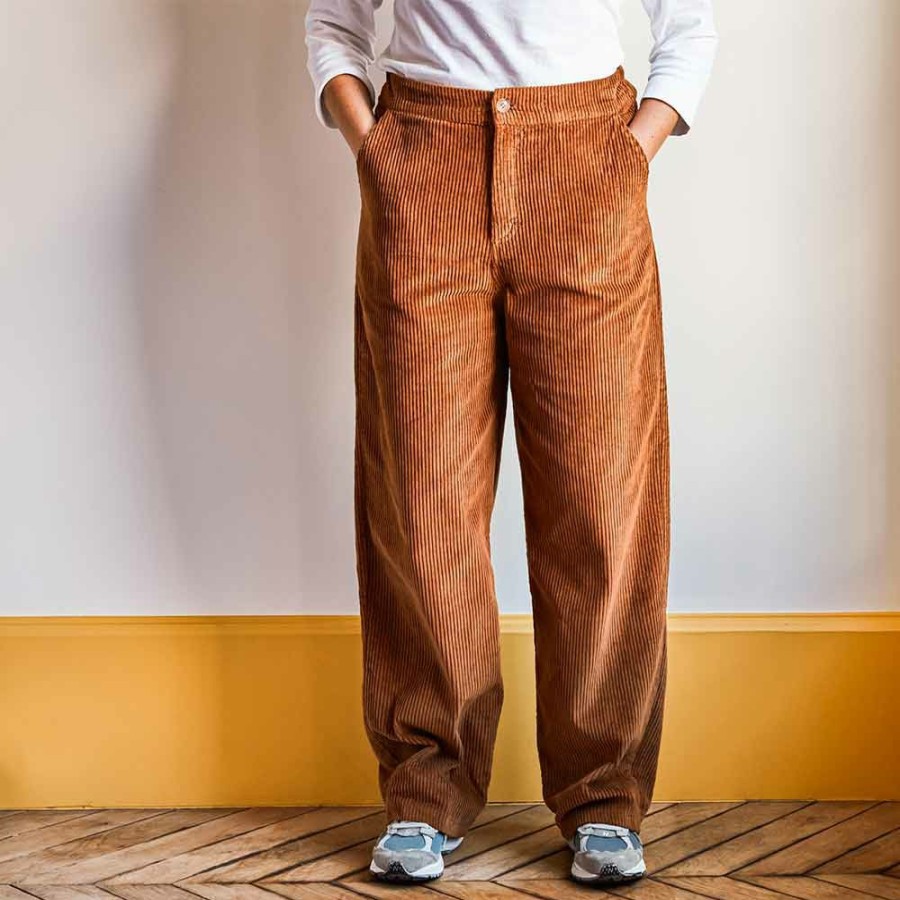 Mode Femme MERCI Pantalons | Merci - Pantalon En Velours Cotele - Camel