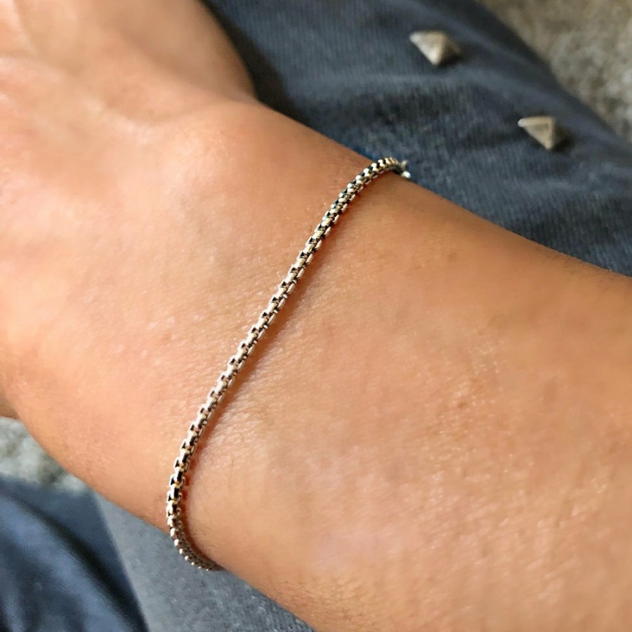 Mode Femme MARA SCALISE Bracelets | Mara Scalise - Bracelet Thin Box Chain - Silver