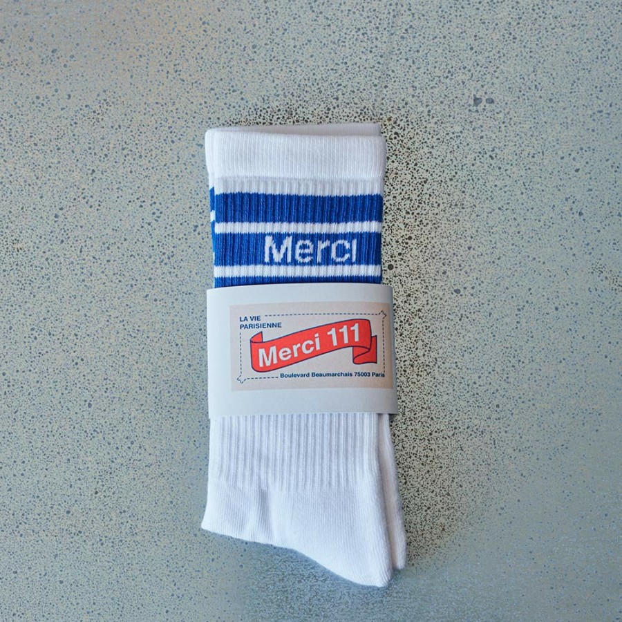 Mode Femme MERCI Chaussettes | Merci - Chaussettes En Coton - Bleu Matisse