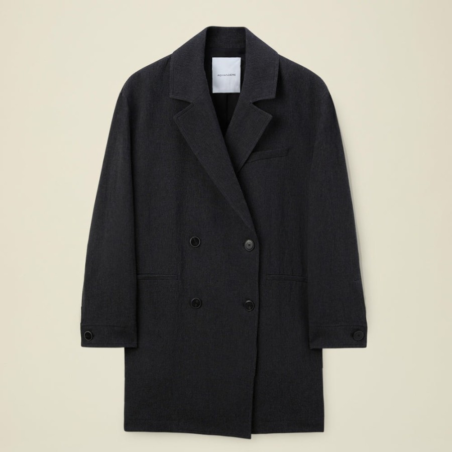 Mode Femme Pomandère Manteaux | Pomandere - Manteau Uni - Anthracite