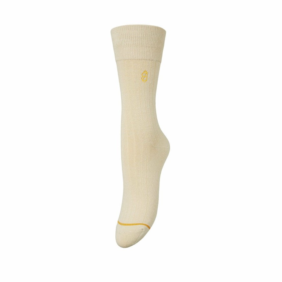 Mode Femme Becksöndergaard Chaussettes | Becksondergaard - Chaussettes Logo Cotta - Beige