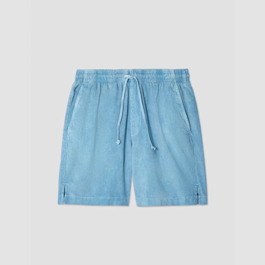 Mode Homme Save Khaki United Shorts | Save Khaki United - Short En Velours Cotele - Bleu