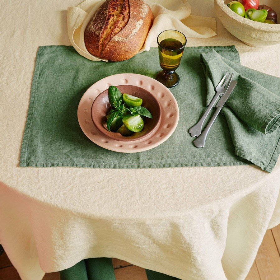 Linge De Maison 200 LINTEX Sets De Table | Set De Table En Lin Lave - Vert D'Anduze