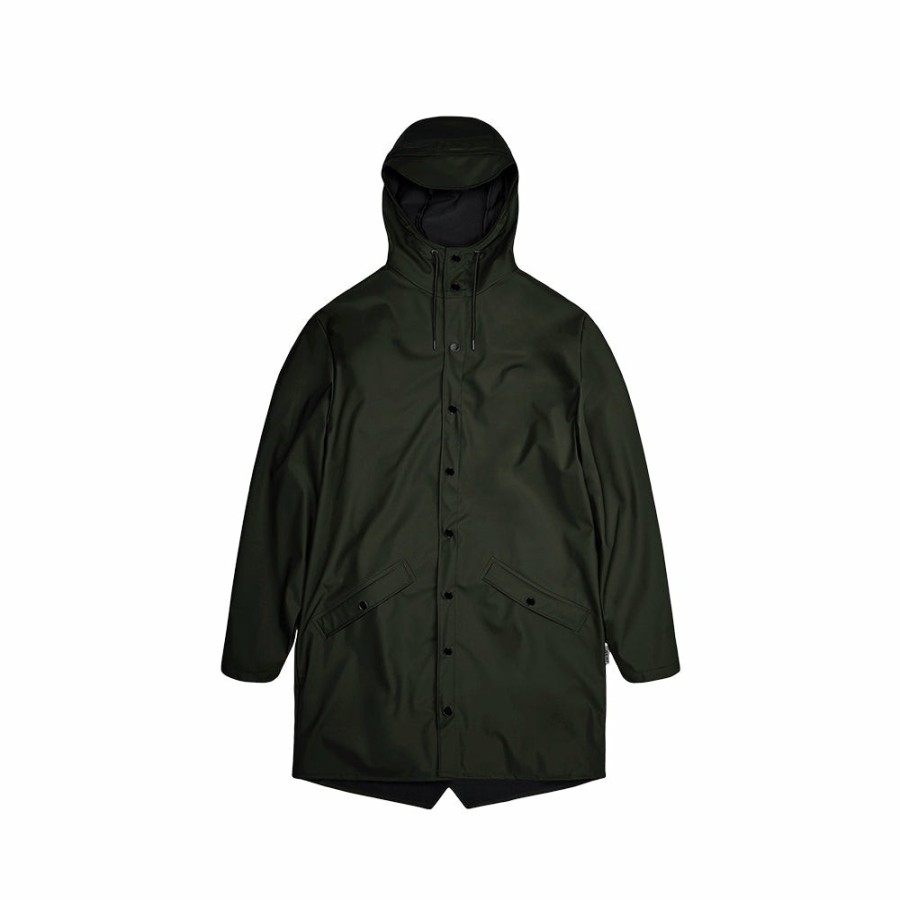 Mode Femme Rains Manteaux | Rains - Veste Impermeable Longue - Vert