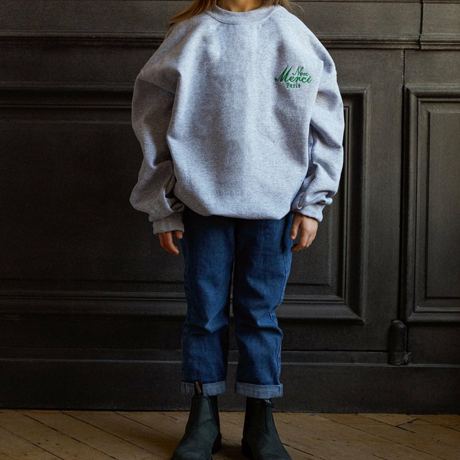 Enfant Merci Sweats | Merci - Sweat Enfant Non Merci "Rive Gauche" - Gris