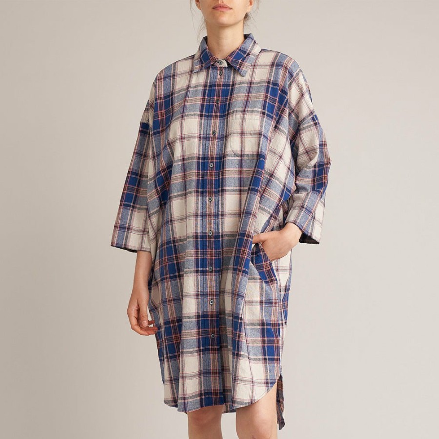 Mode Femme Bellerose Robes | Bellerose - Robe Gladys - Carreaux Bleu