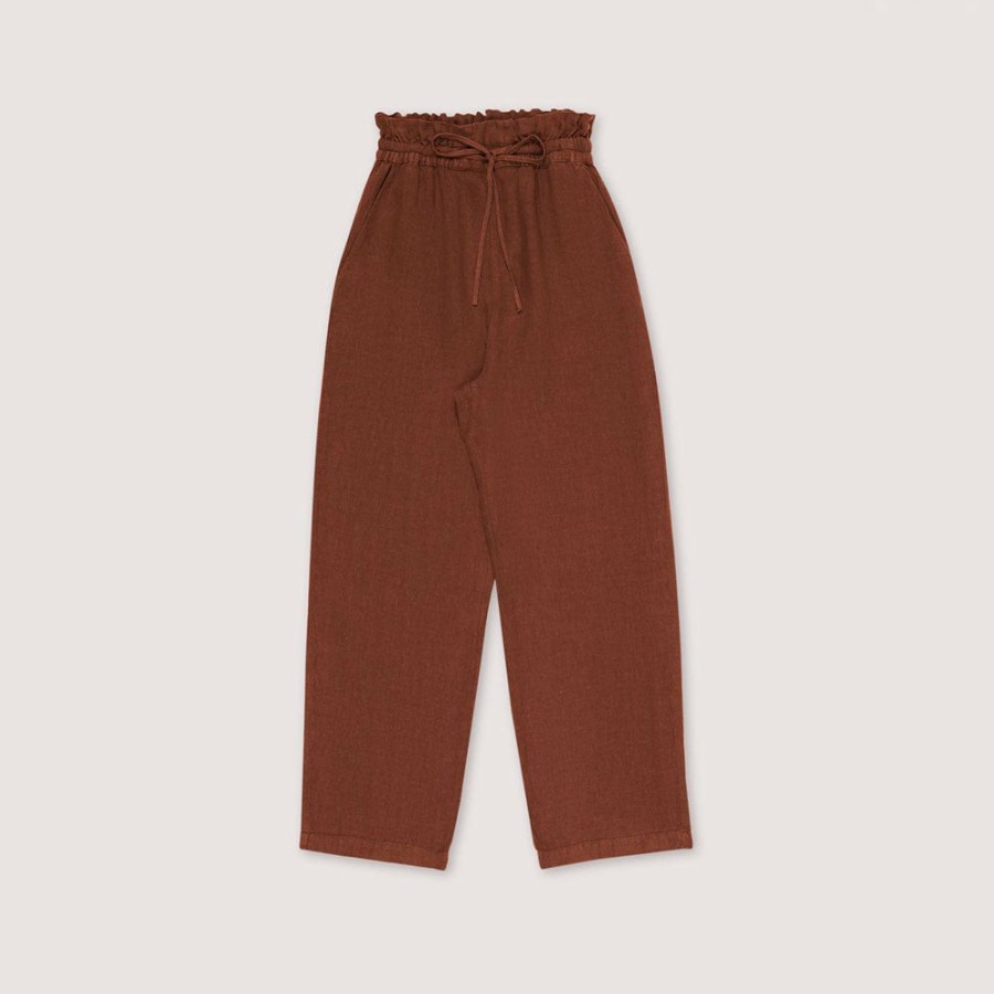 Mode Femme The New Society Pantalons | The New Society - Pantalon Long Beach - Marron