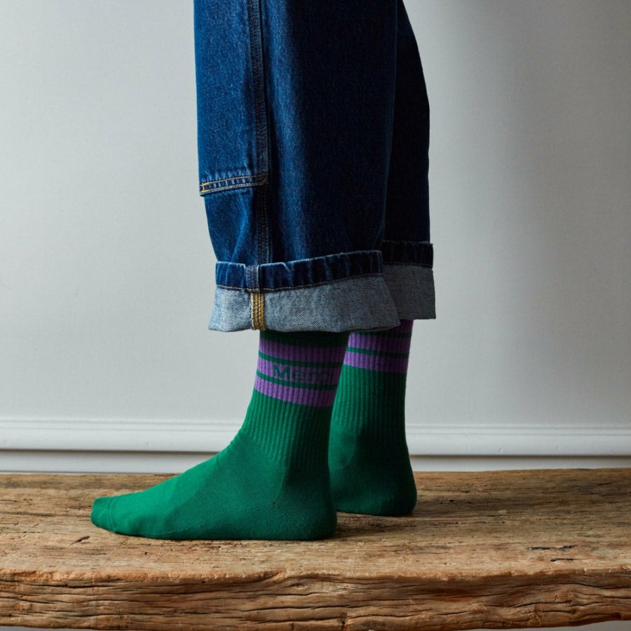 Mode Femme F01 Chaussettes | Merci - Chaussettes A Rayures - Vert