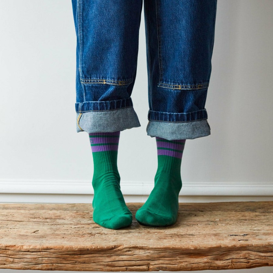 Mode Femme F01 Chaussettes | Merci - Chaussettes A Rayures - Vert