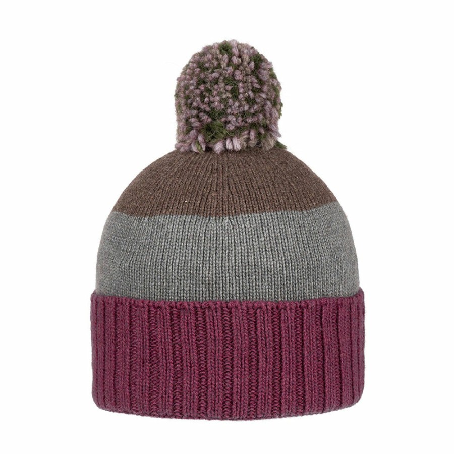 Mode Femme Santacana Bonnets | Santacana - Bonnet En Laine Et Cachemire - Ponpon - Rayes Magenta