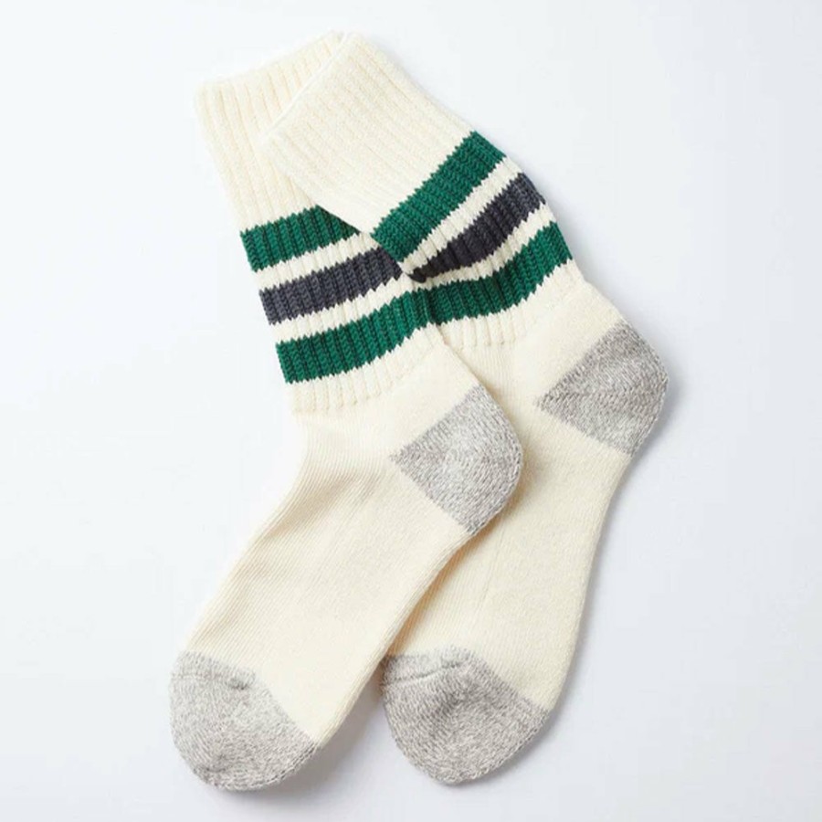 Mode Femme Rototo Chaussettes | Rototo - Chaussettes Cotelees - Vert & Gris