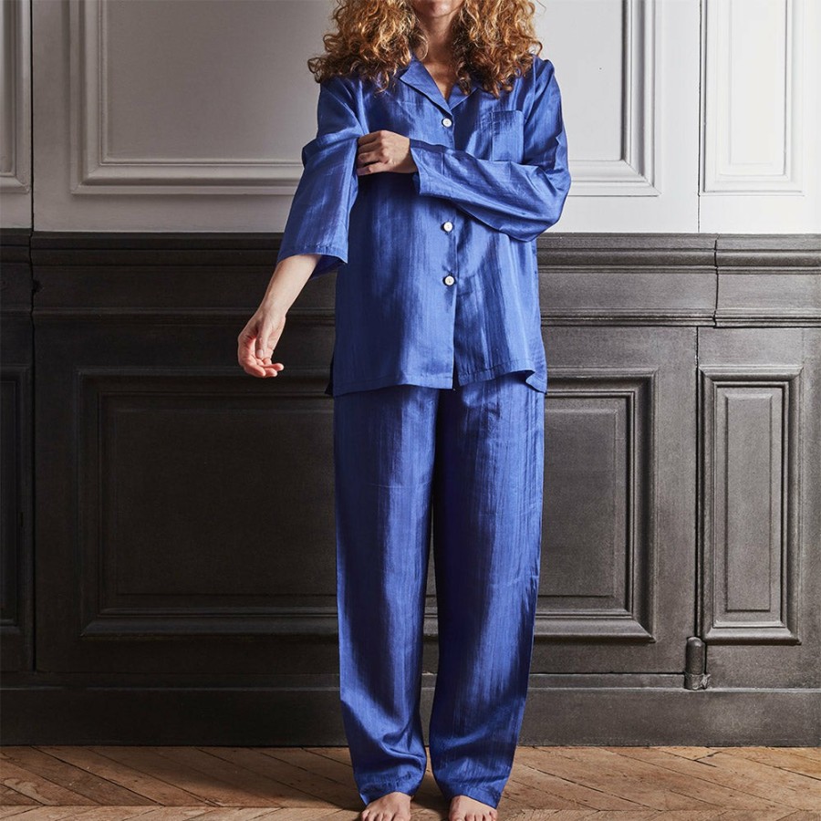 Mode Femme LS1 Pyjamas | Merci - Pyjama En Soie - Bleu