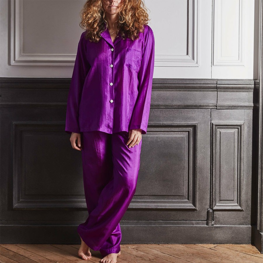 Mode Femme LS1 Pyjamas | Merci - Pyjama En Soie - Violet