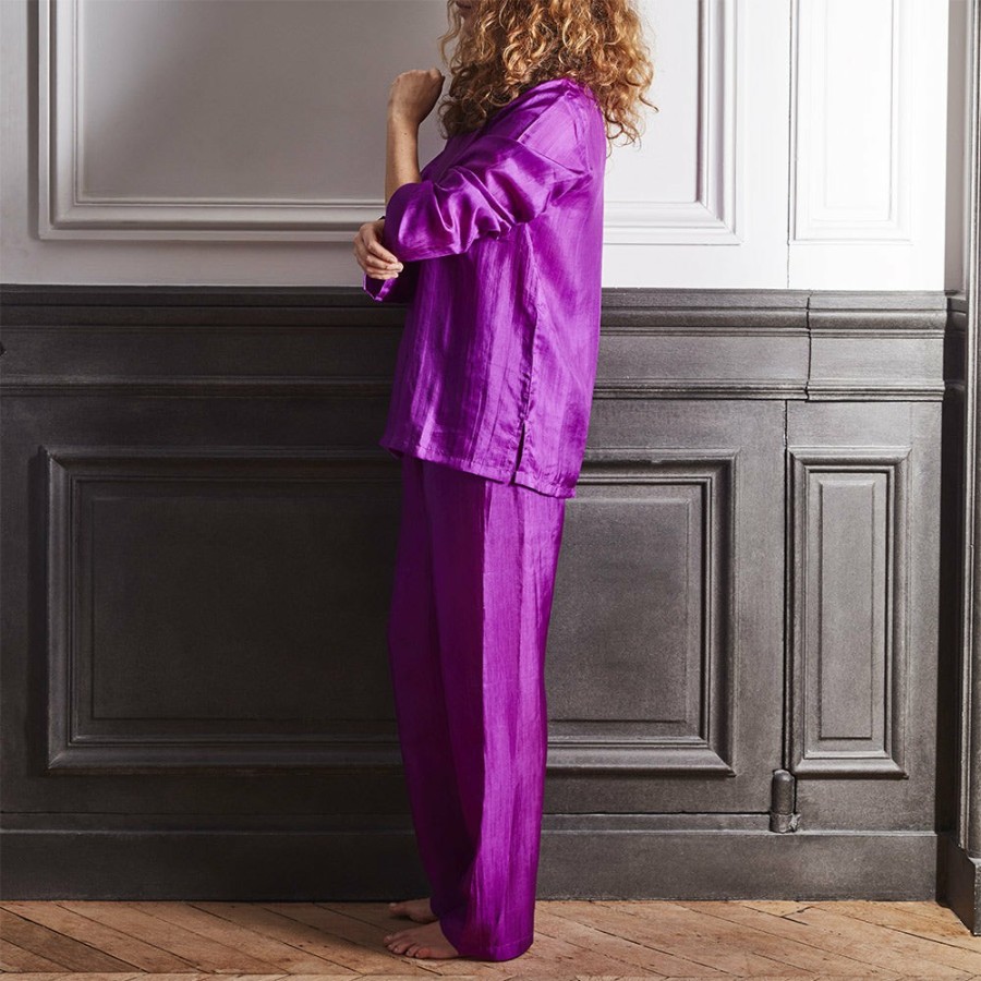 Mode Femme LS1 Pyjamas | Merci - Pyjama En Soie - Violet