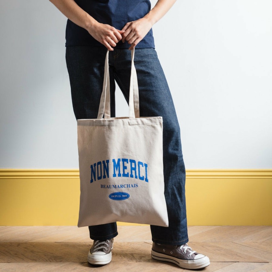 Mode Homme M05 Sacs | Merci - Sac Tote Bag College Non Merci - Bleu