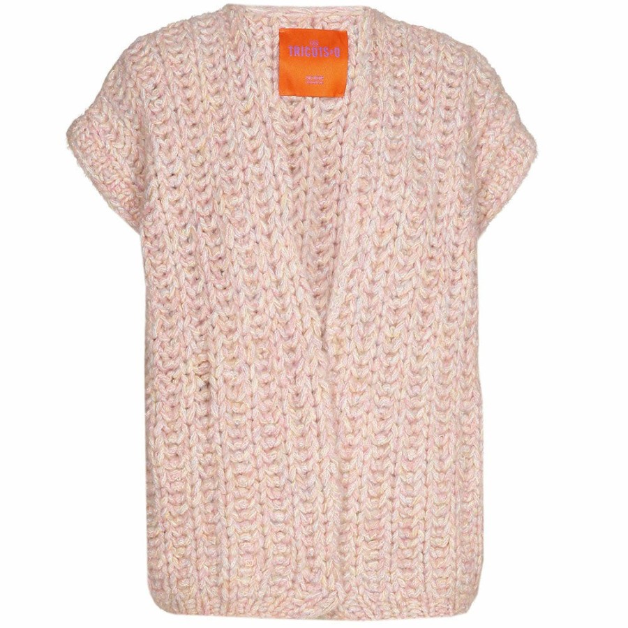 Mode Femme Les Tricots D'o Mailles | Les Tricots D'O - Cardigan - Rose Melange