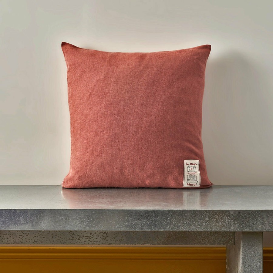 Deco & Lifestyle 200 LINTEX Coussins | Coussin Epais En Lin - Uni Rose