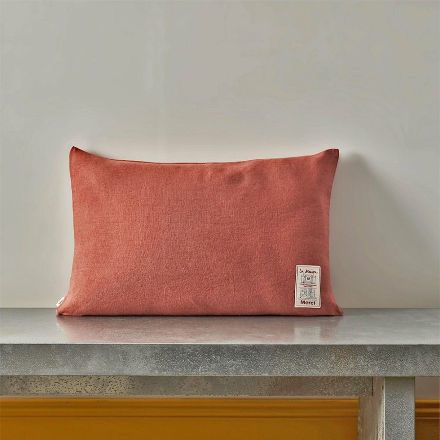 Deco & Lifestyle 200 LINTEX Coussins | Coussin Epais En Lin - Uni Rose