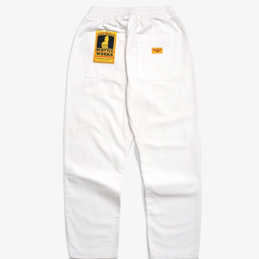 Mode Homme Service Works Pantalons | Service Works - Pantalon Chef Canvas - Blanc