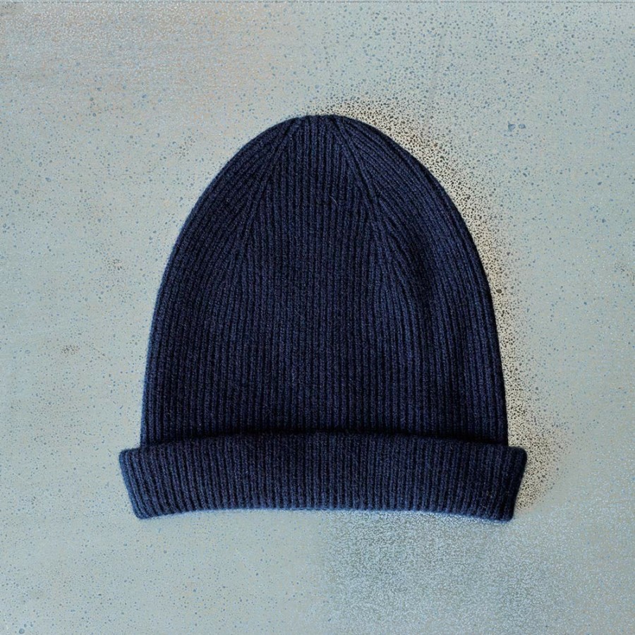 Mode Homme MERCI Bonnets | Merci - Bonnet En Cachemire - Bleu Marine