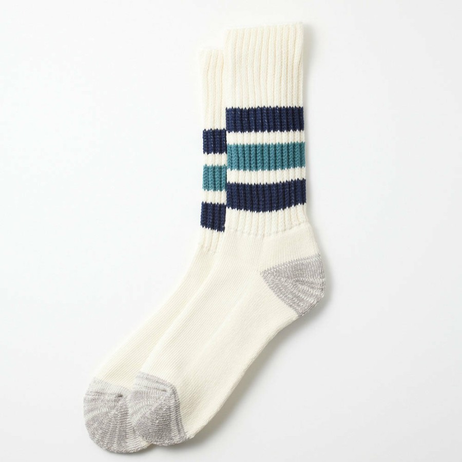 Mode Femme Rototo Chaussettes | Rototo - Chaussettes Cotelees - Marine & Vert