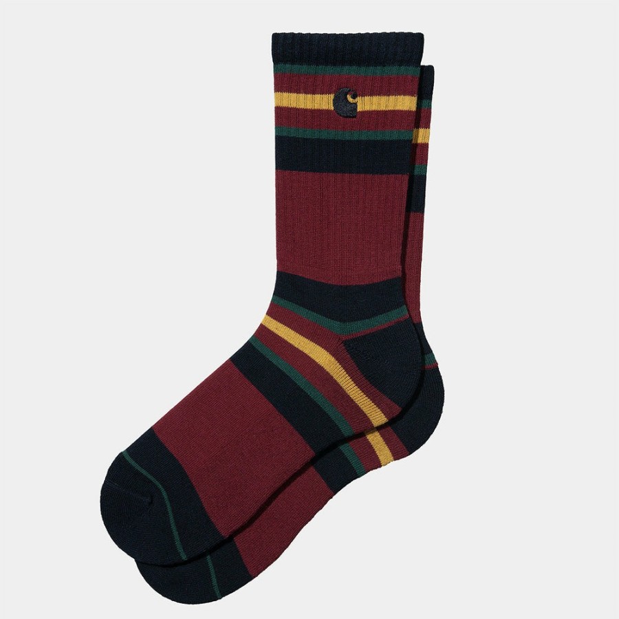 Mode Femme Carhartt WIP Chaussettes | Carhartt Wip - Chaussettes A Rayures Oregon - Bordeaux