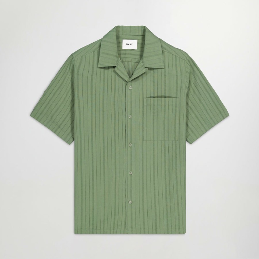 Mode Homme NN07 Chemises | Nn07 - Chemise Julio 5712 - Vert