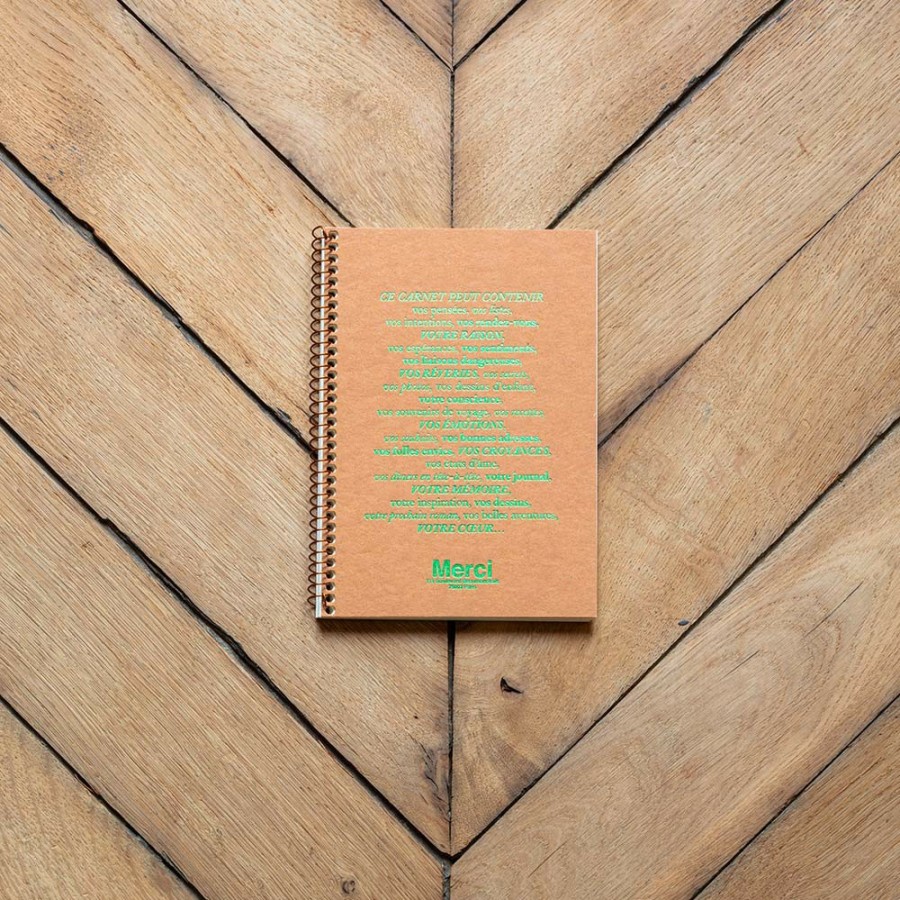 Deco & Lifestyle 1407 IMPRIMERIE DU MARAIS Ecriture | Carnet A5 A Spirale - Kraft & Vert