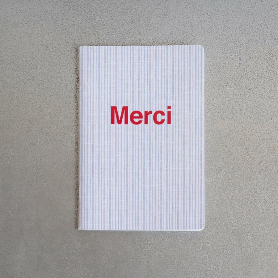 Deco & Lifestyle 2962 BRANDBOOK Ecriture | Carnet Merci - Rayures Bleu Tyrrhenien Et Rouge