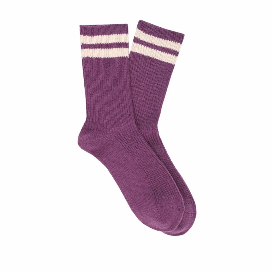 Mode Femme Escuyer Chaussettes | Escuyer - Chaussettes Rayees - Purple