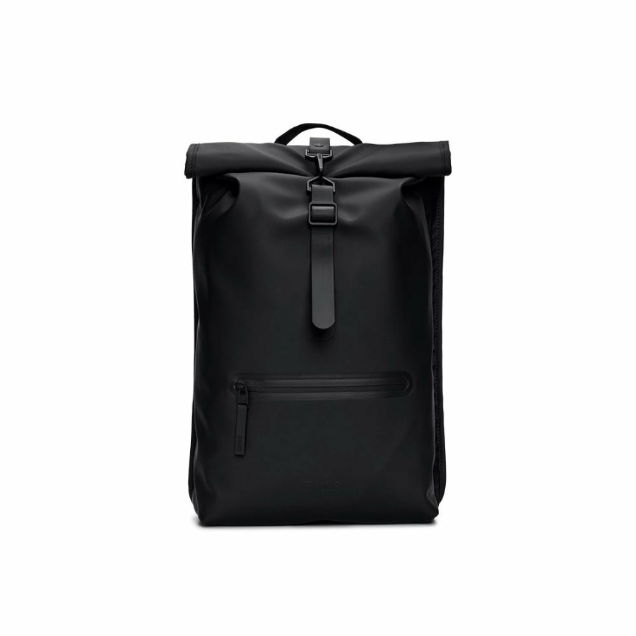 Mode Homme Rains Sacs | Rains - Sac A Dos Rolltop Rucksack - Noir