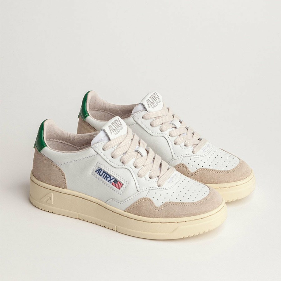 Mode Femme Autry Baskets | Autry - Baskets Medalist Low Wom - Vert & Beige