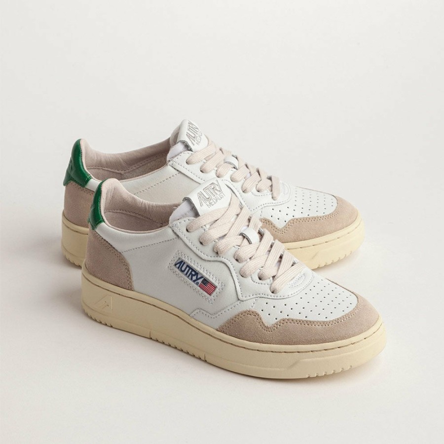 Mode Femme Autry Baskets | Autry - Baskets Medalist Low Wom - Vert & Beige